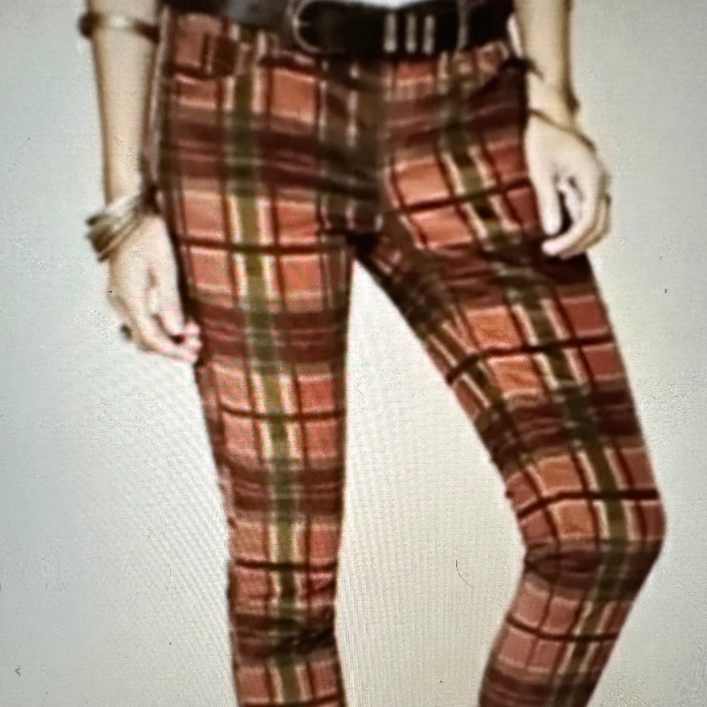 Free People Plaid Corduroy slim fit pants. 31